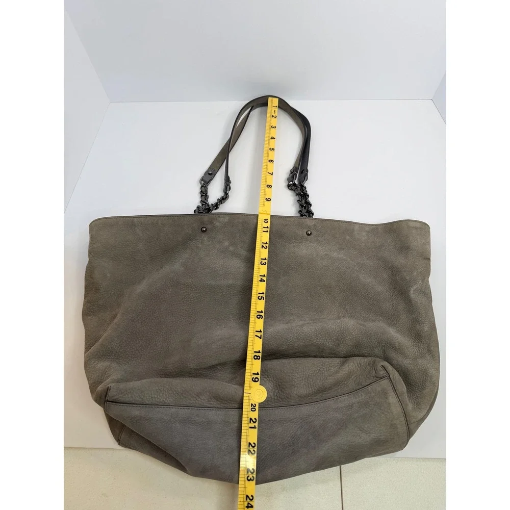 Rebecca Minkoff Grey Leather Chain Link Large Tote Bag Gunmetal Hardware‎